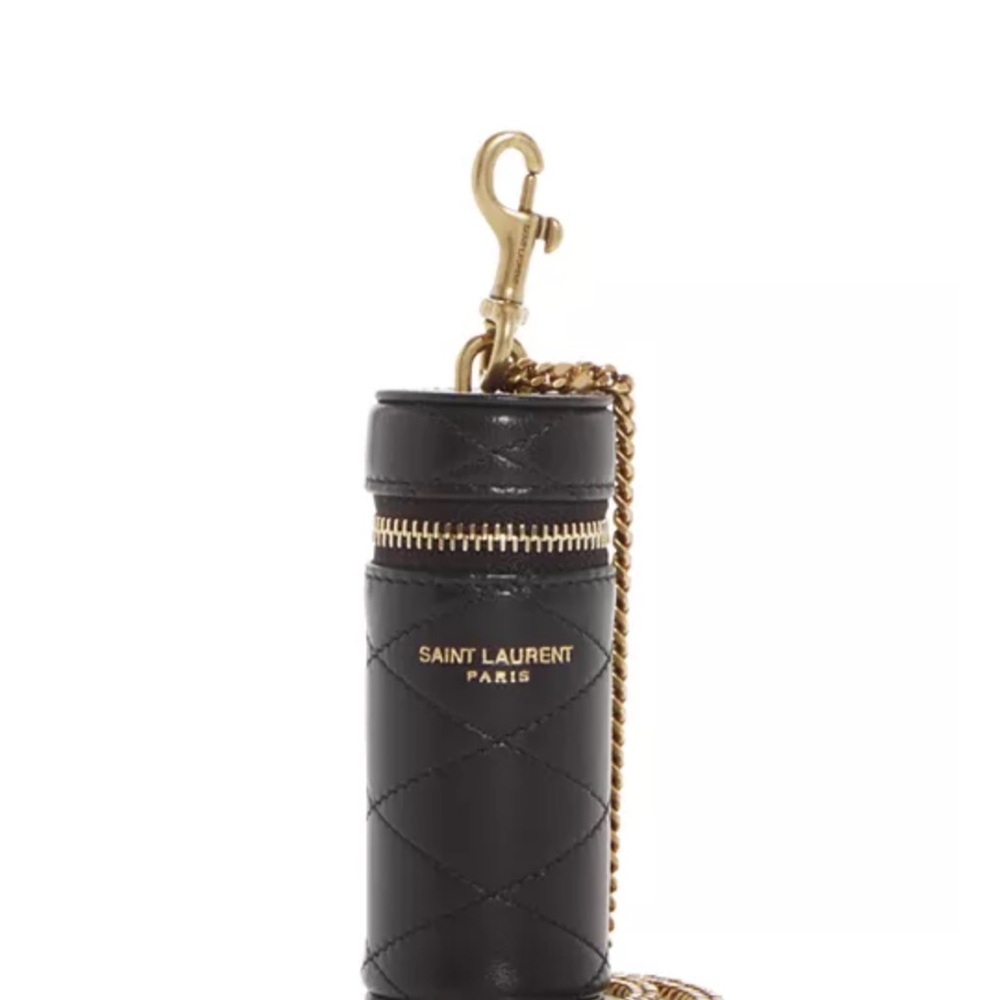 Saint Laurent Black Quilted Key/lipstick Holder
